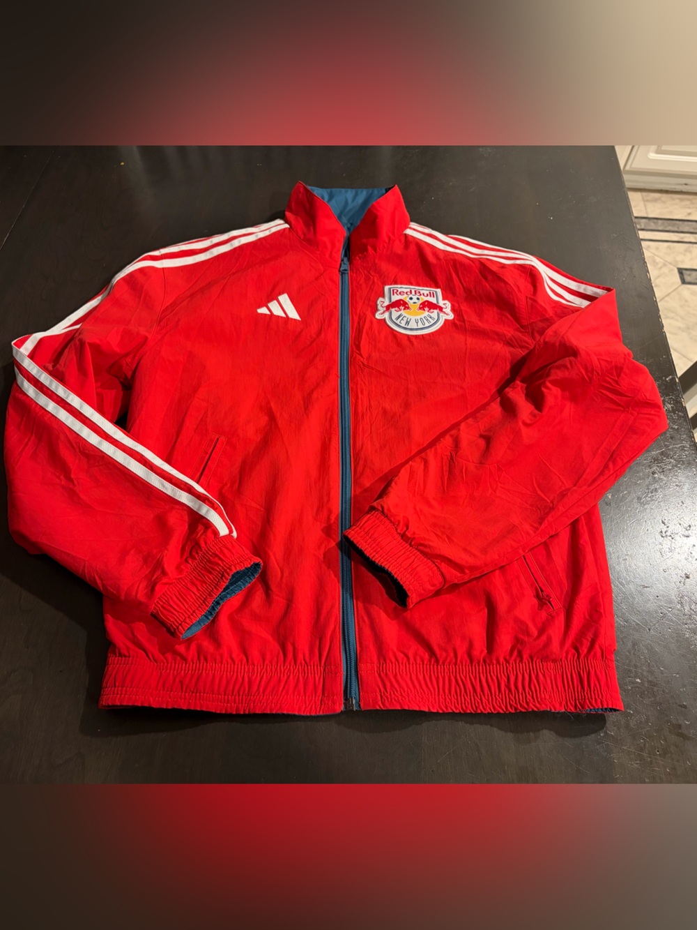 Mens Adidas NY Red Bulls Soccer Reversible Anthem Jacket Size XS